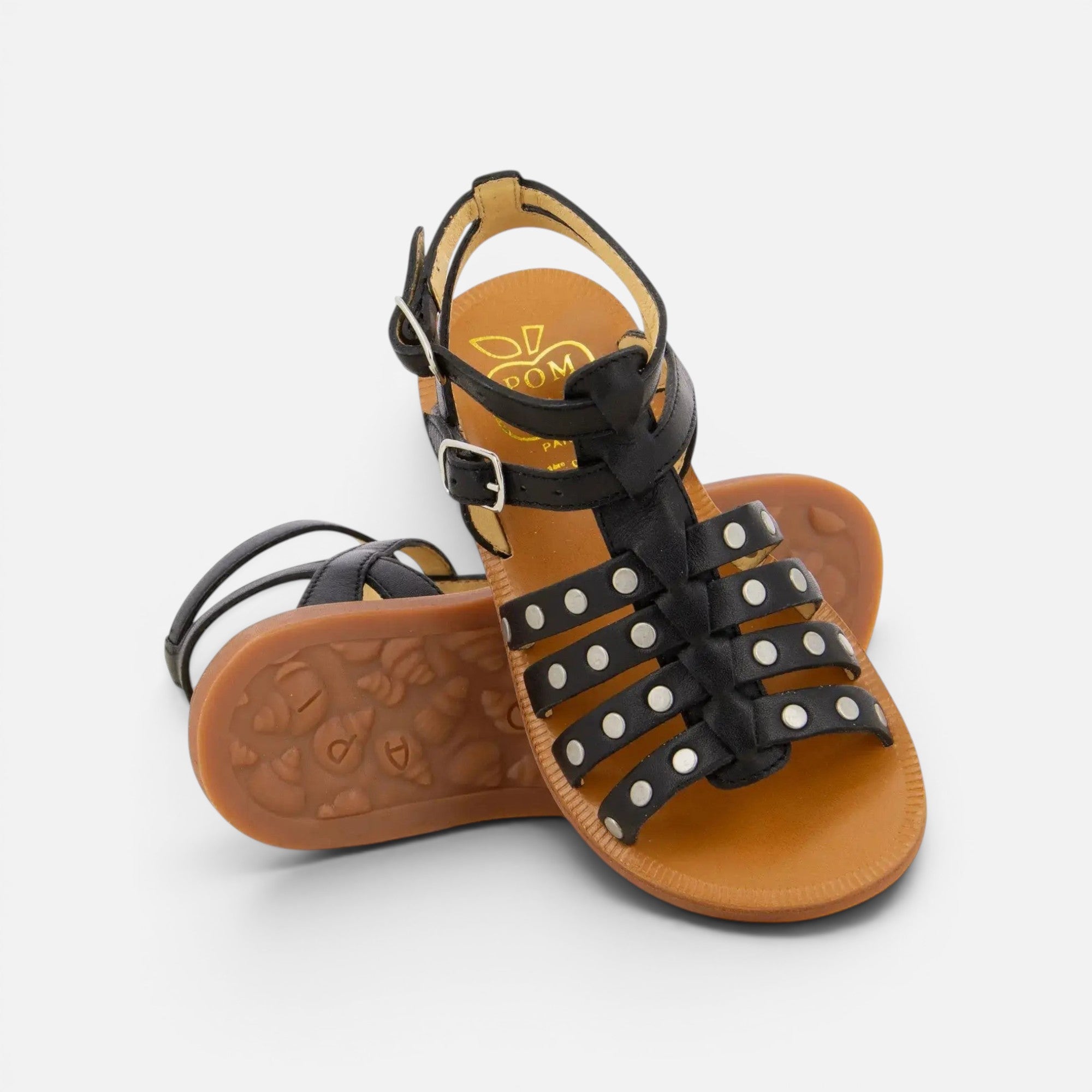 pom-d-api-plagette-stud-gladiator-sandale-fille-noir image 2