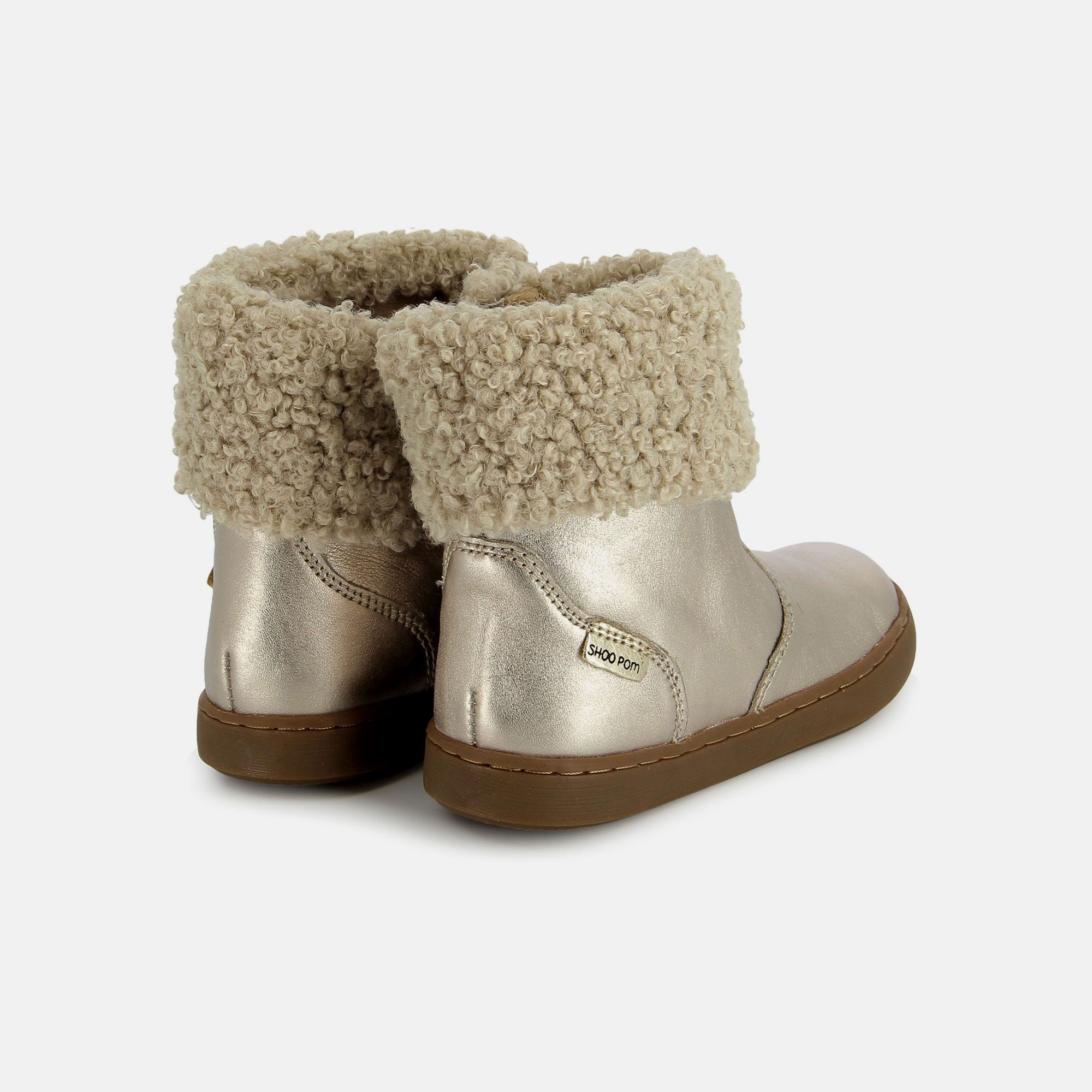 shoo-pom-play-boots-fur-bottines-fille-cuir-bronze-clair-fourr-es image 2