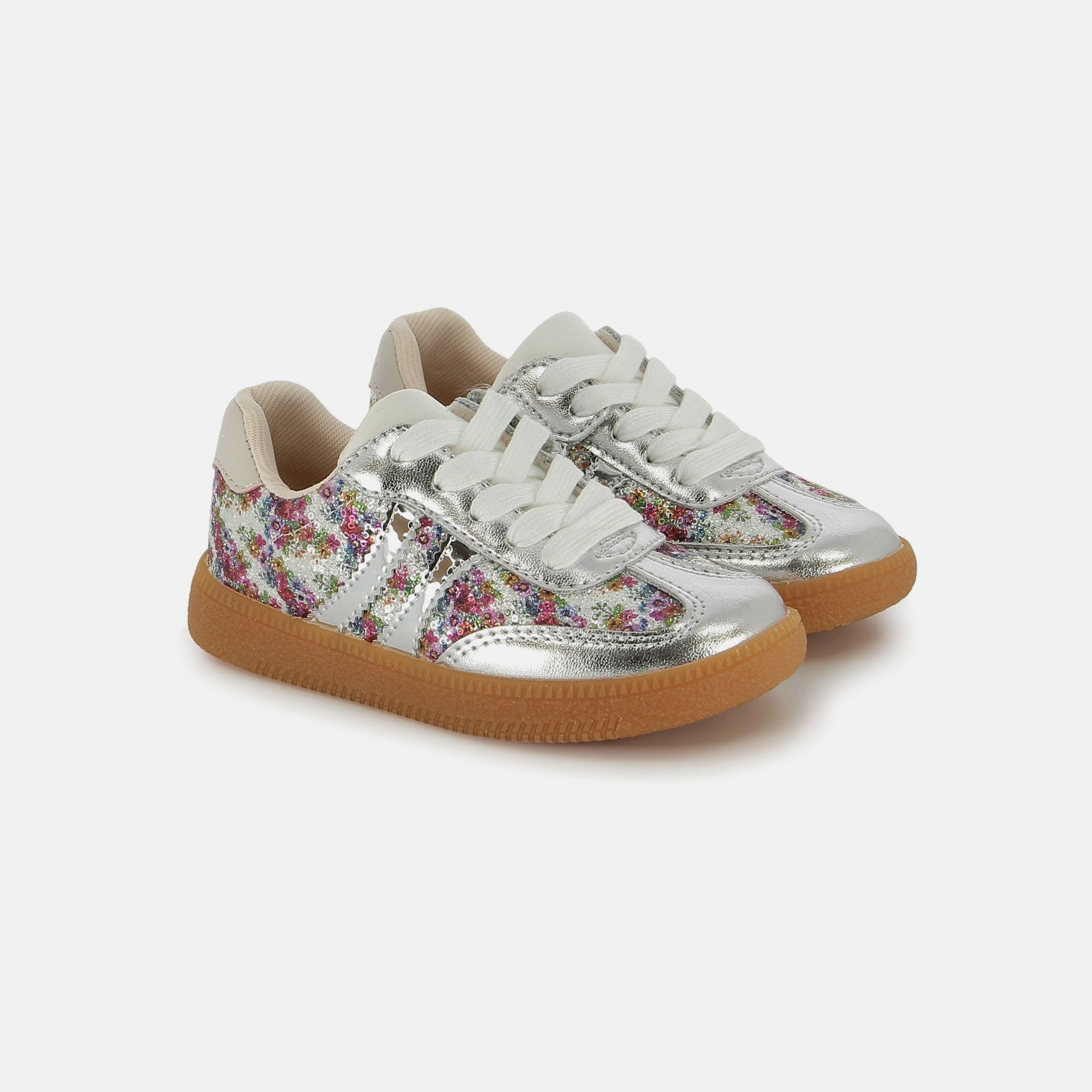 shoo-pom-yuzu-fast-lace-basket-fille-sequin-silver-flo-cuir image 2