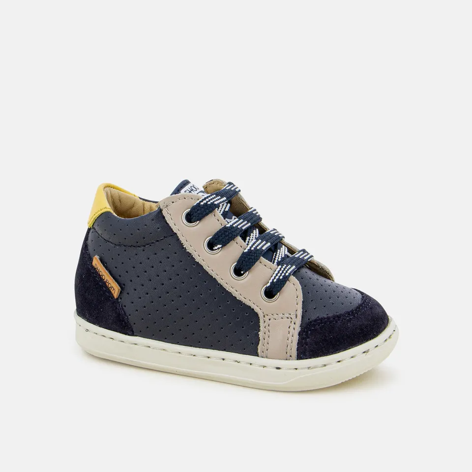 shoo-pom-bouba-zip-box-chaussure-premiers-pas-gar-on-cuir-navy image 1