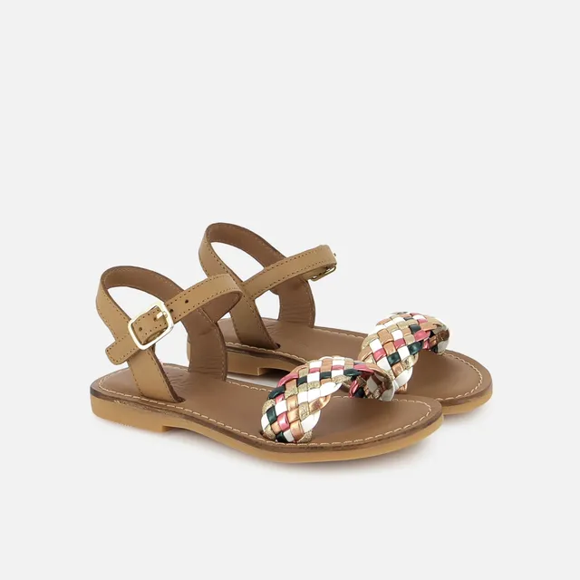 shoo-pom-lazar-kate-sandales-fille-grande-pointure-cuir-tresses-multi image 1