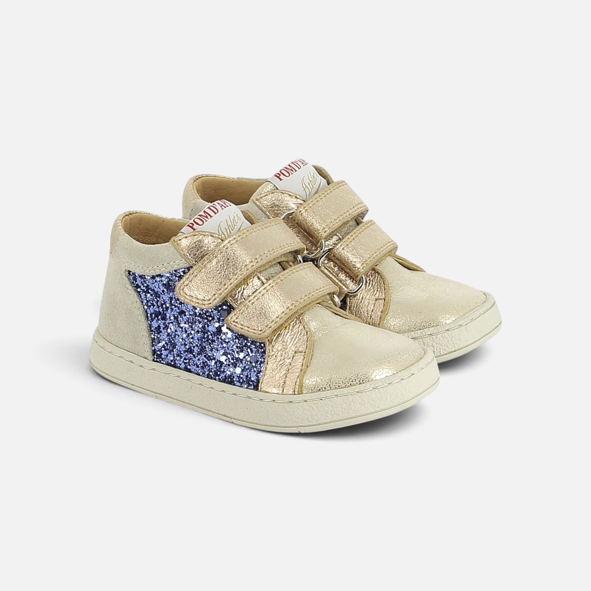 pom-d-api-mousse-easy-top-basket-cuir-dor-platine-azul image 1