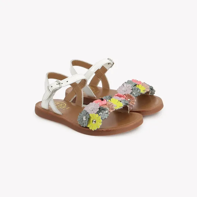 pom-d-api-plagette-multi-flo-sandale-vernis-blanc-multi-fille image 1
