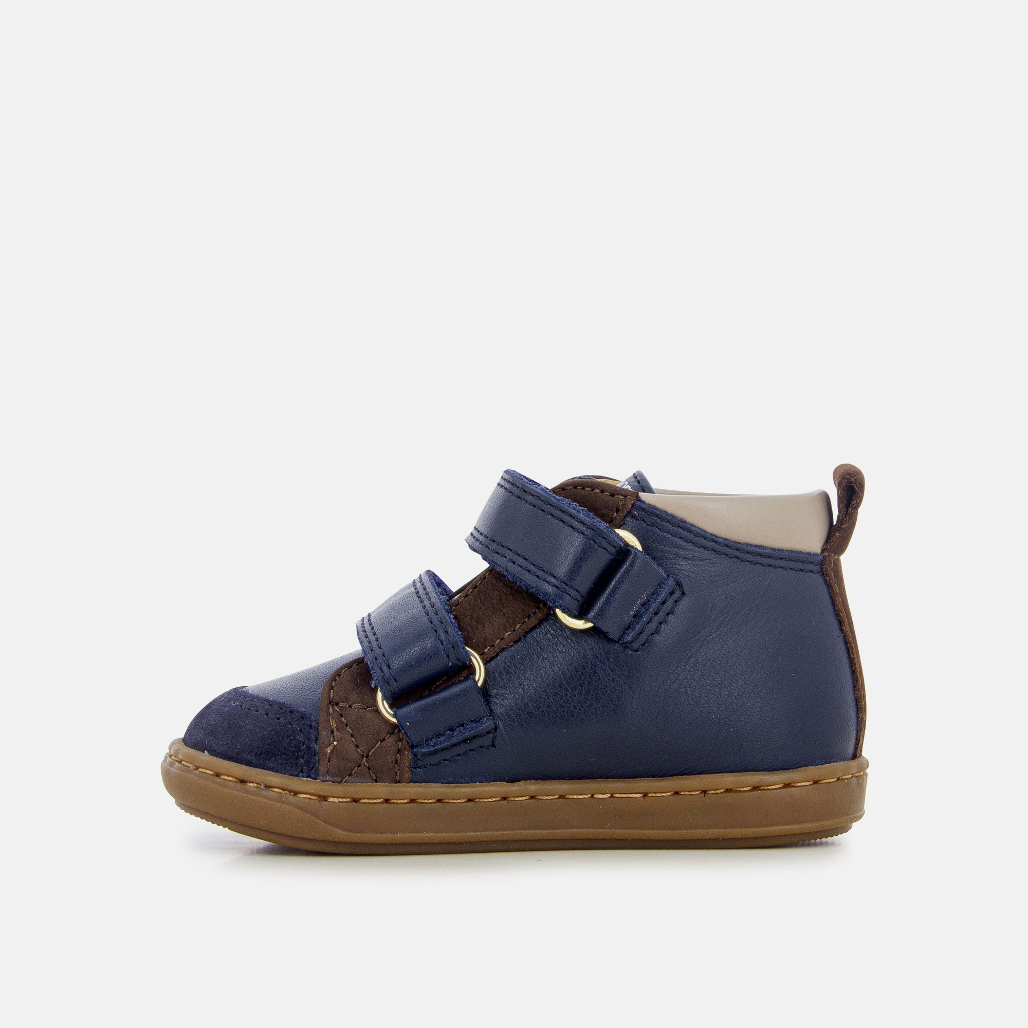 shoo-pom-bouba-new-scratch-baskets-premiers-pas-gar-on-cuir-bleu-marine image 3