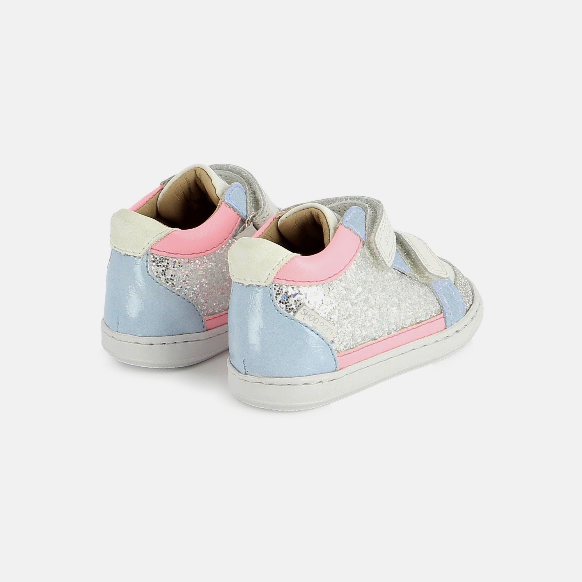 shoo-pom-bouba-easy-co-basket-premiers-pas-nappa-glitter-white-glitter image 3