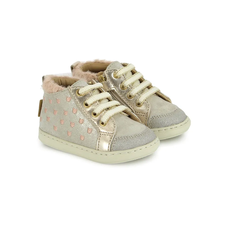 shoo-pom-bouba-pom-pom-chaussures-premiers-pas-dust-white-platinum image 1
