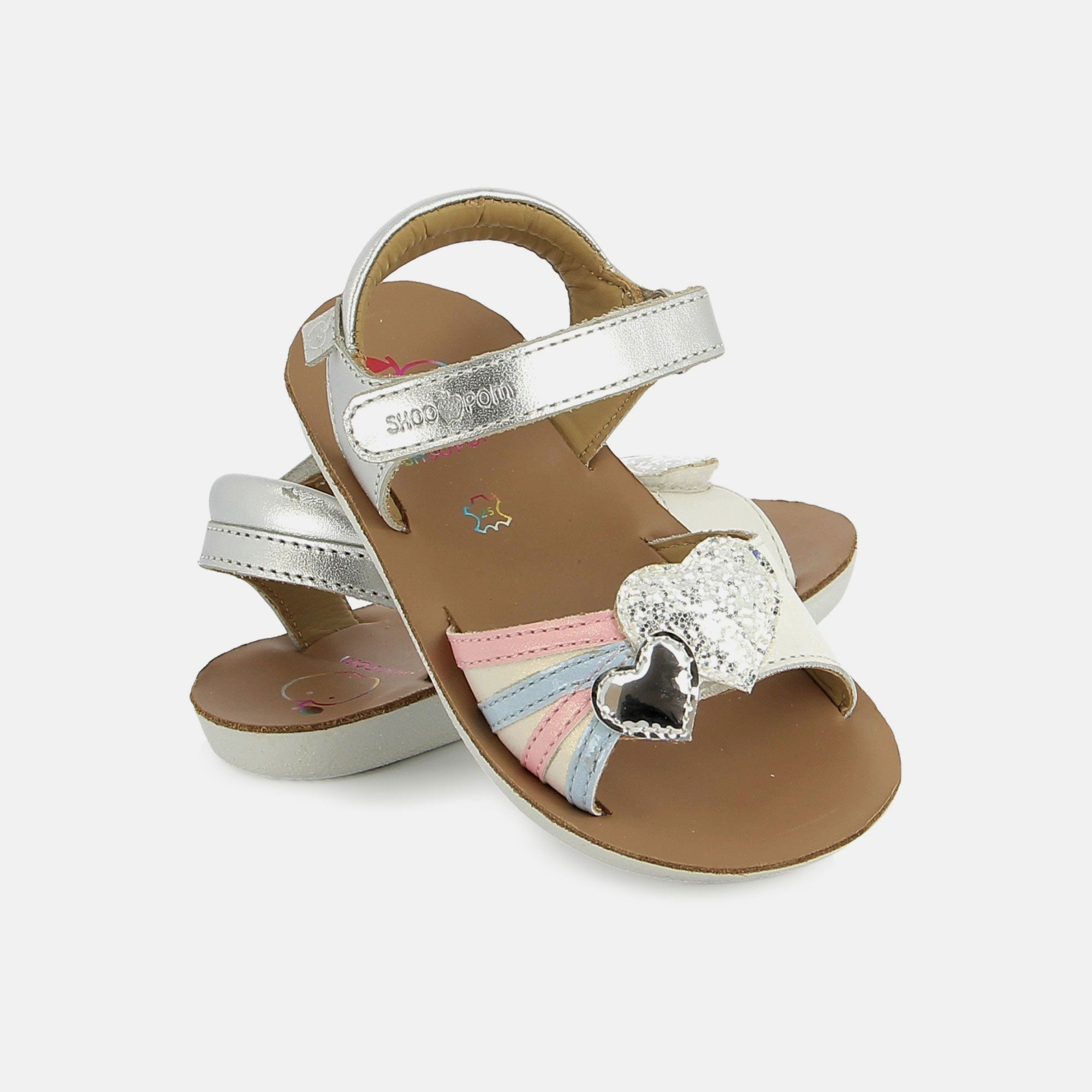 shoo-pom-goa-heart-sandales-cuir-enfant-silver-multi image 2