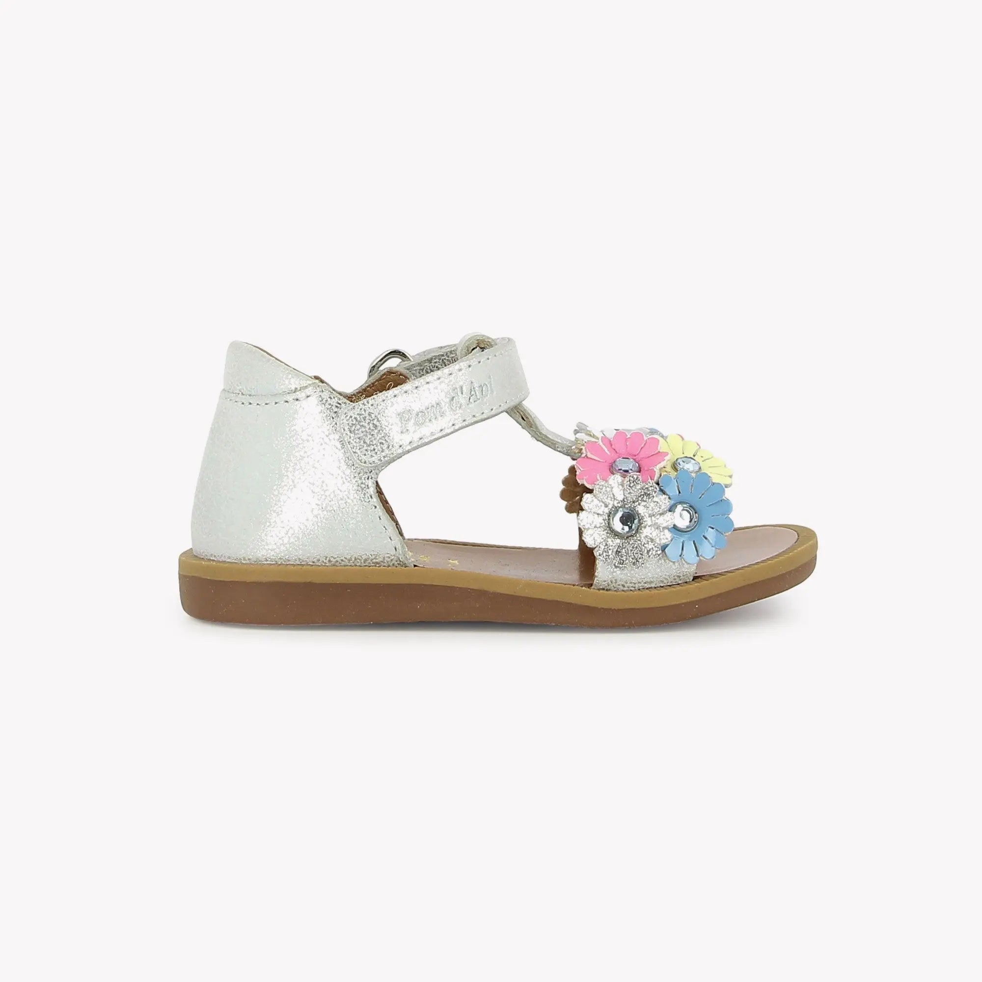 pom-d-api-poppy-strass-flowers-sandales-premiers-pas-silver-multi image 4