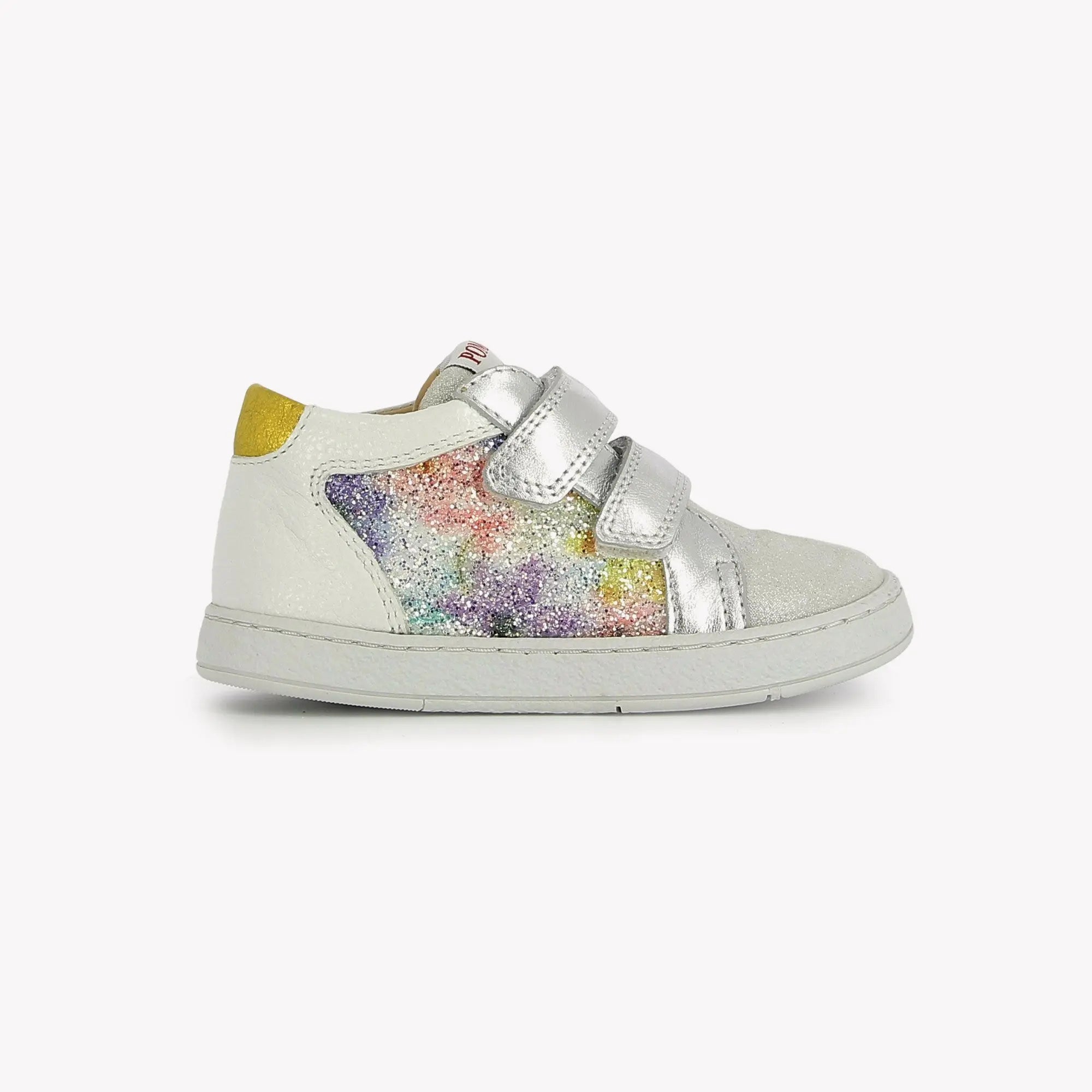 pom-d-api-mousse-easy-top-basket-velcro-fille-blanc-multi-velours-glitter image 4
