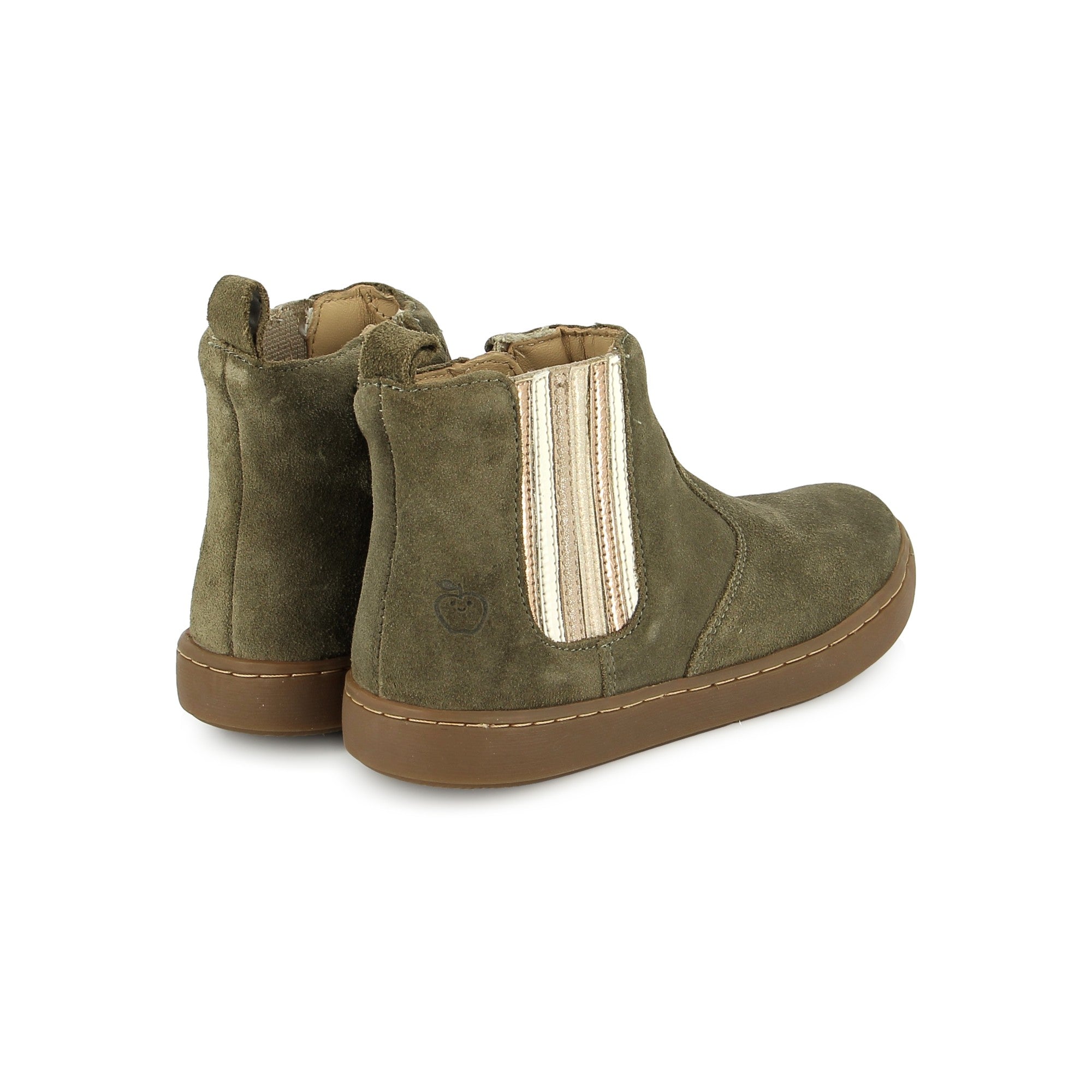 shoo-pom-play-new-shine-bottine-enfant-velours-kaki-paillet image 2
