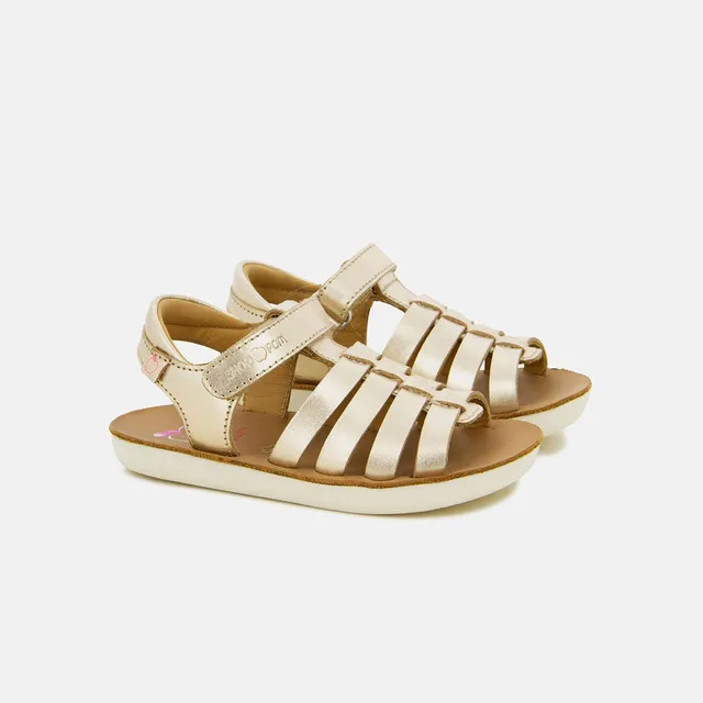 shoo-pom-goa-spart-sandale-cuir-fille-platine-laminato image 1