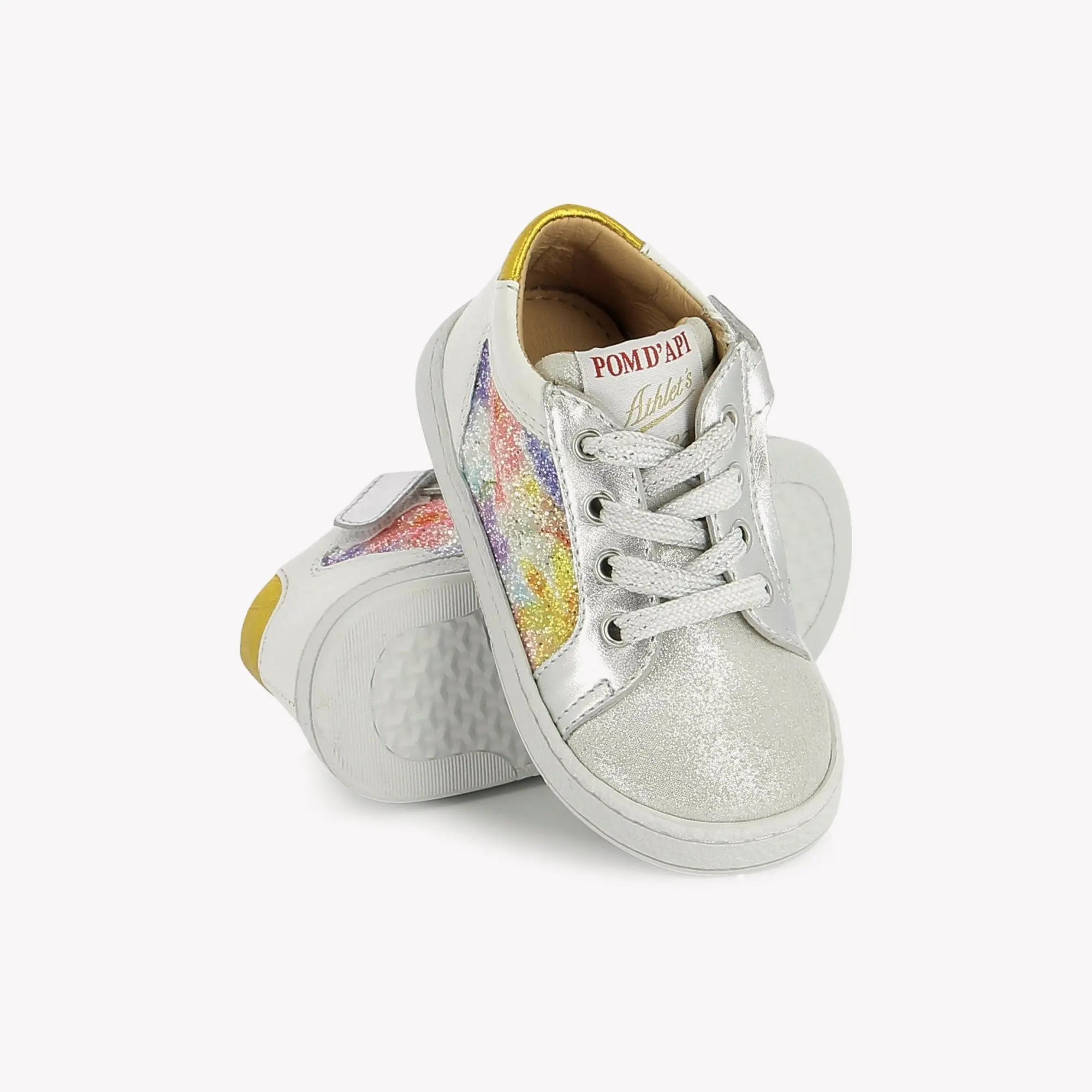 pom-d-api-mousse-zip-top-basket-fille-blanc-multi-velours-glitter image 2