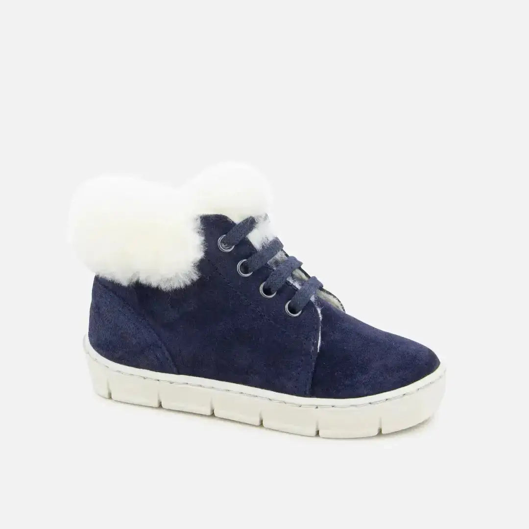 pom-d-api-start-top-fur-boots-fourr-e-gar-on-cuir-velours-marine image 1