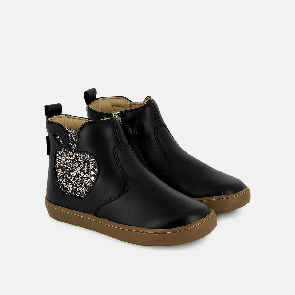 shoo-pom-play-speel-nieuwe-appel-bottines-enfant-cuir-noir-nappa-gloss image 1