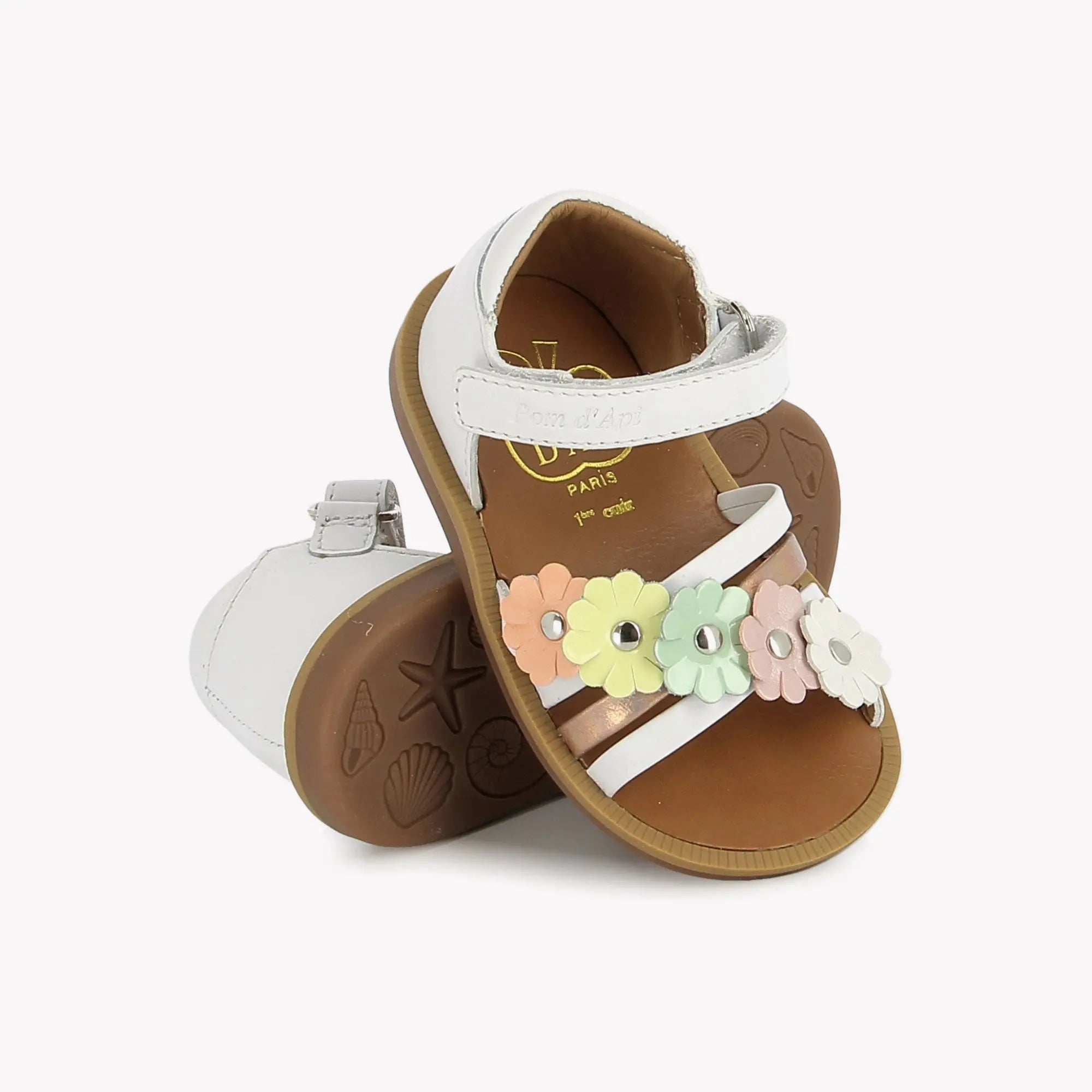 pom-d-api-poppy-multi-flo-sandale-premiers-pas-blanc-pastel image 2