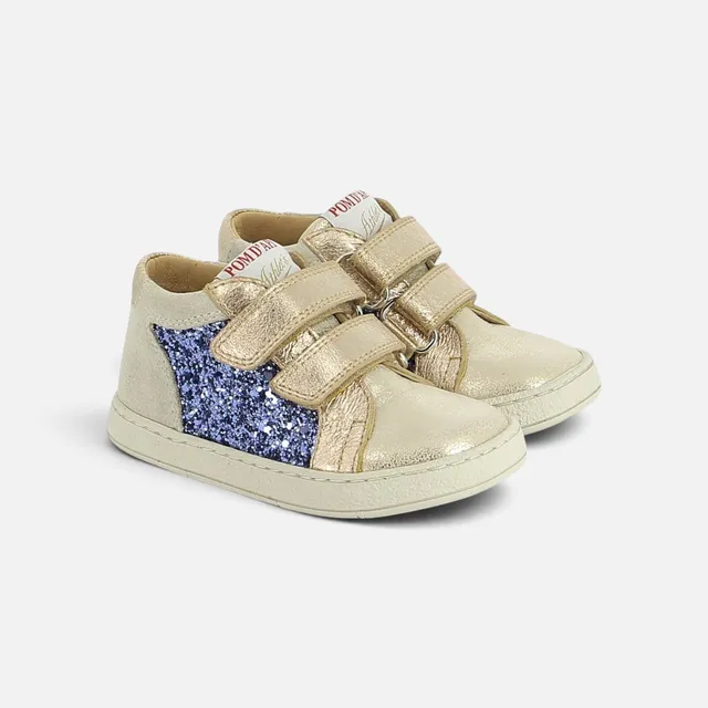 pom-d-api-mousse-easy-top-basket-cuir-dor-platine-azul image 1
