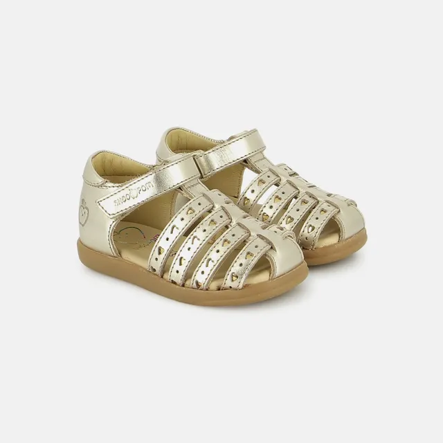 shoo-pom-pika-love-sandale-premiers-pas-cuir-laminato-platinum-goud image 1