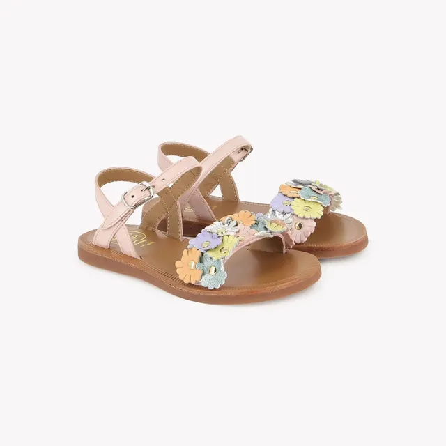 pom-d-api-plagette-multi-flo-sandale-fille-rose-nacre-casiopea image 1