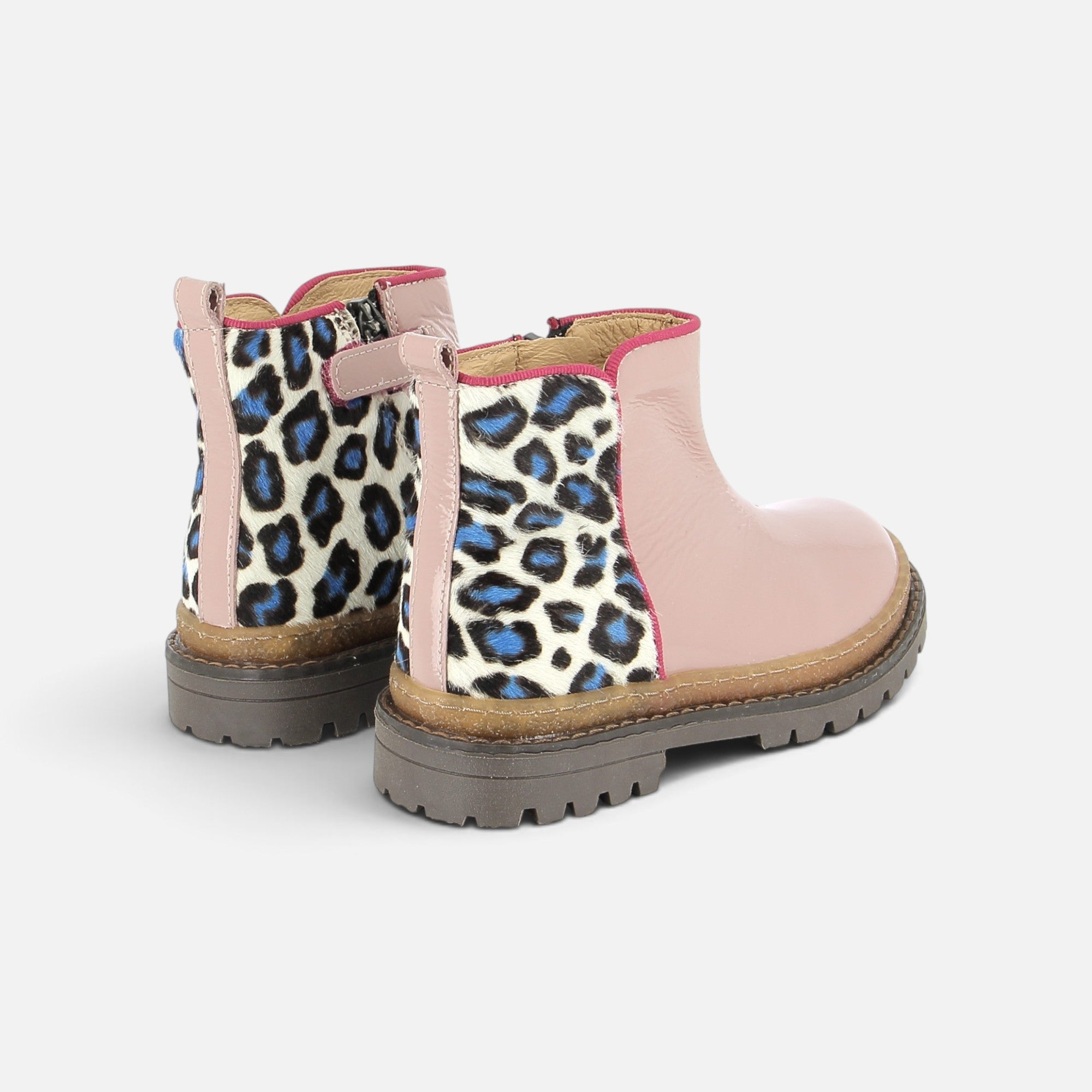 pom-d-api-wall-boots-enfant-cuir-vernis-fushia-bianco-bleu image 2