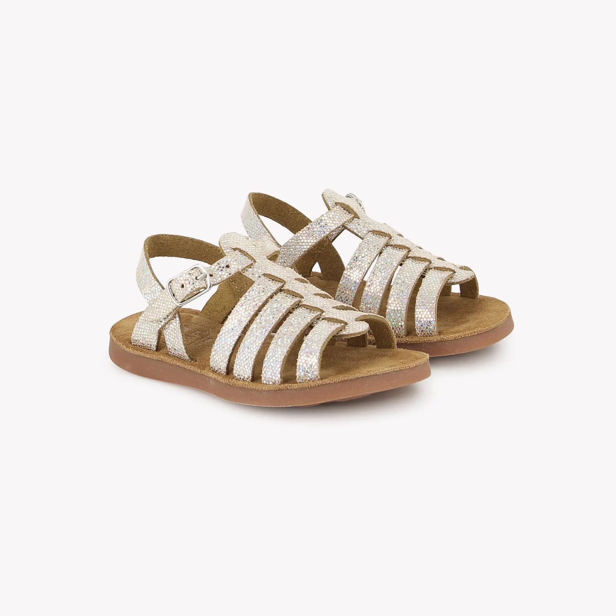 pom-d-api-plage-air-pur-strap-sandales-enfant-fille-rose-argent-crosta-luce image 1