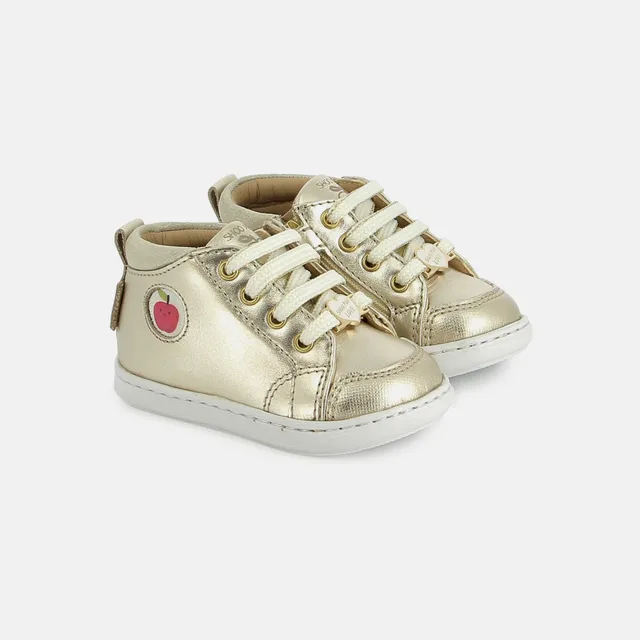 shoo-pom-bouba-babe-chaussure-premiers-pas-fille-laminato-platine image 1