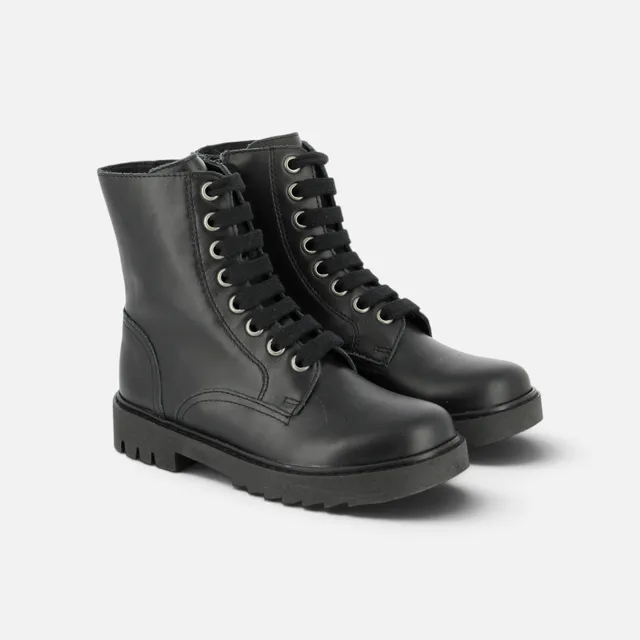pom-d-api-sid-ranger-boots-cuir-noir-semelle-noire-enfant image 1