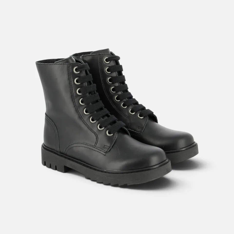 pom-d-api-sid-ranger-boots-cuir-noir-semelle-noire-enfant image 1