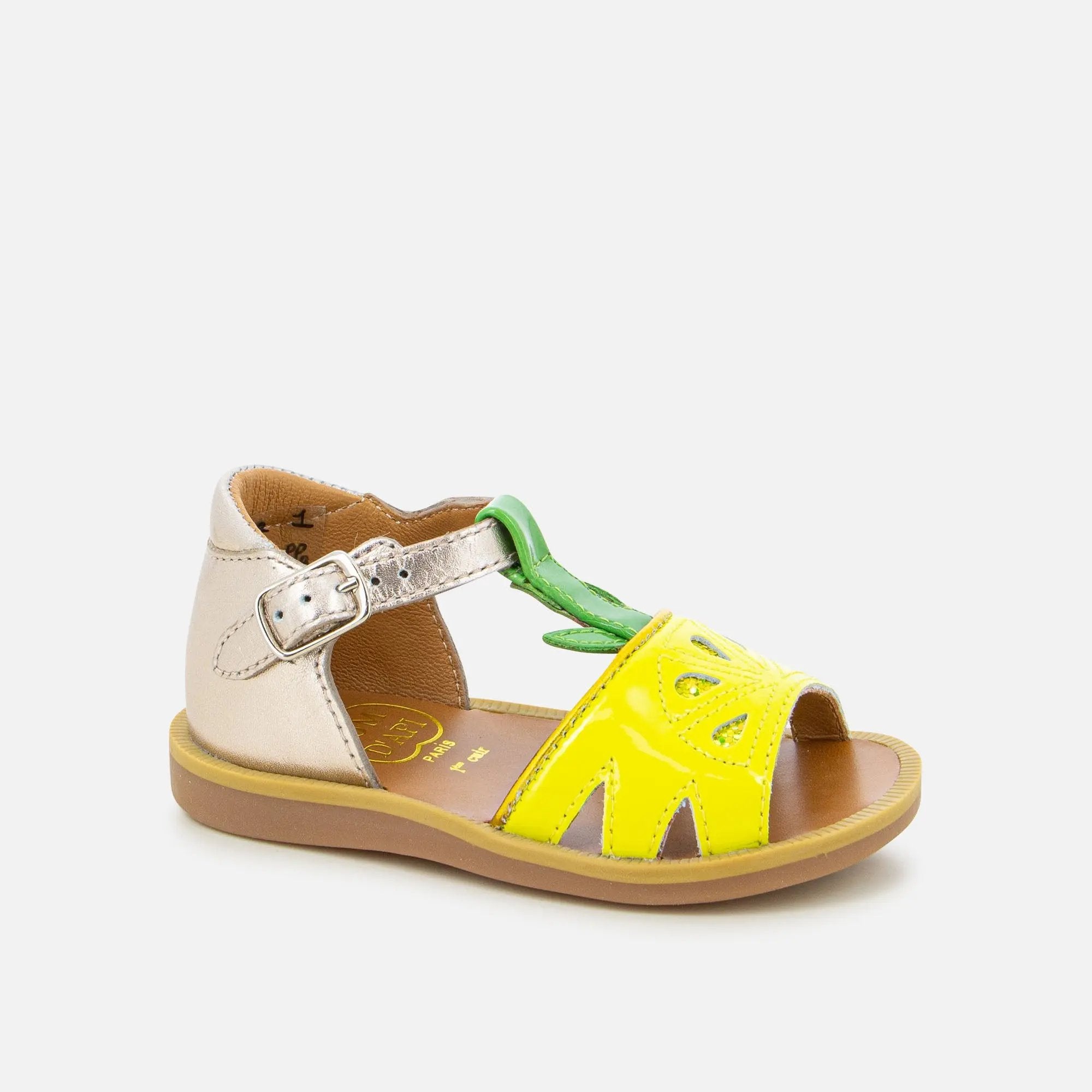 pom-d-api-poppy-agrume-sandale-premiers-pas-fille-jaune-laminato image 1