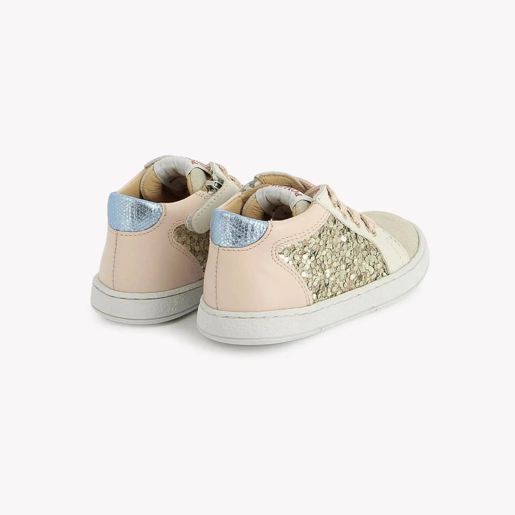 pom-d-api-mousse-zip-top-basket-enfant-fille-crema-or-velours-glitter image 3