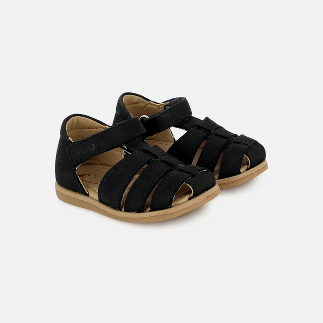shoo-pom-tity-tonton-sandale-premiers-pas-cuir-marine-bout-ferm image 1