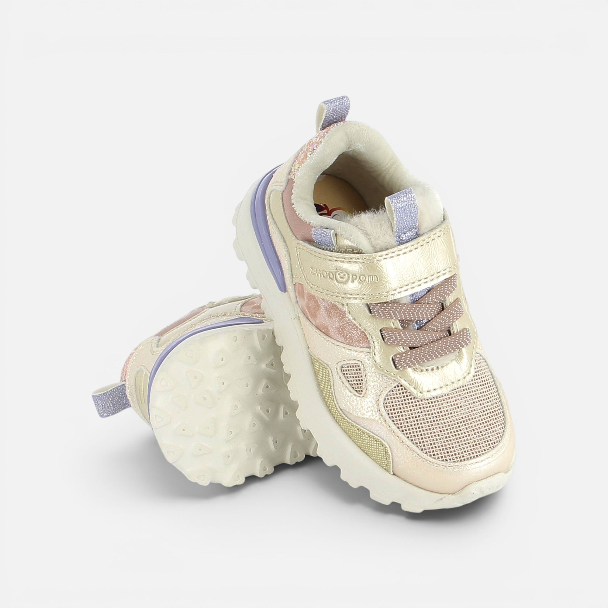 shoo-pom-joggy-scratch-baskets-enfant-fille-rose-l-opard-copper-pink image 2