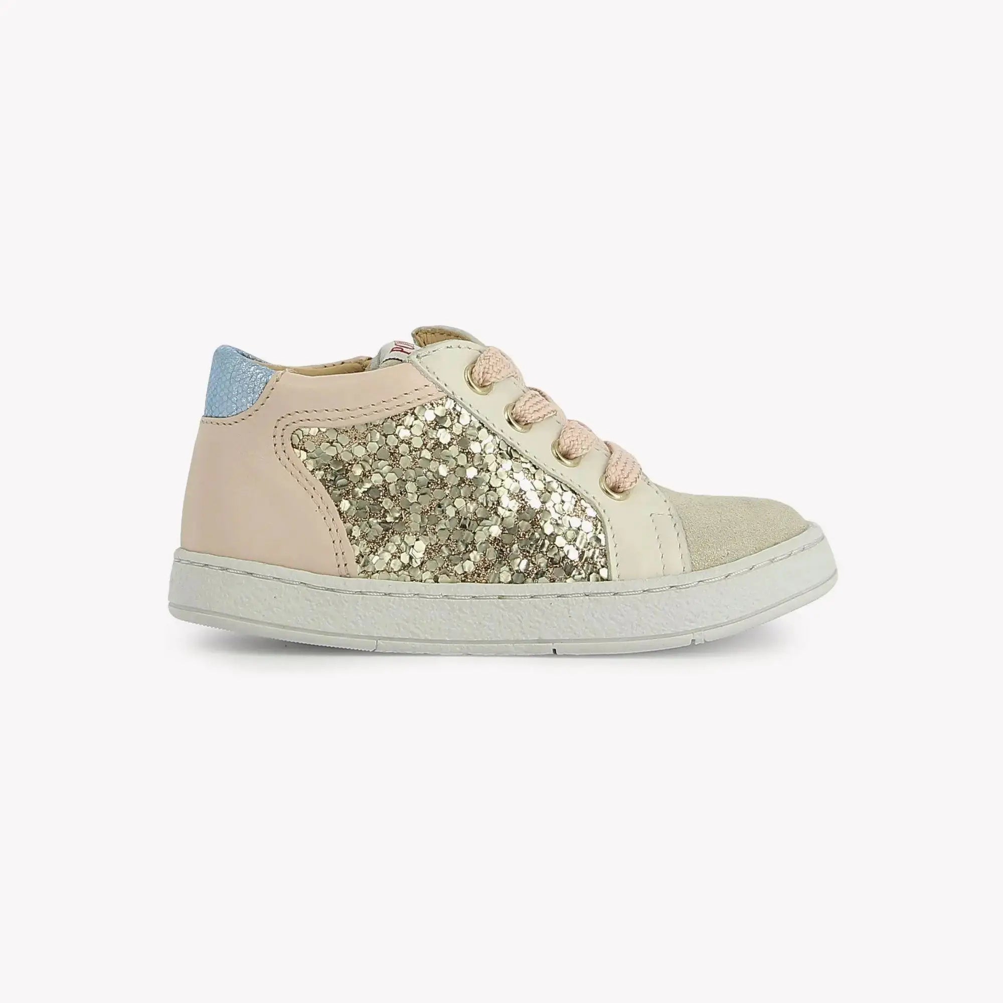 pom-d-api-mousse-zip-top-basket-enfant-fille-crema-or-velours-glitter image 4