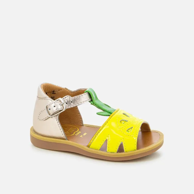 pom-d-api-poppy-agrume-sandale-premiers-pas-fille-jaune-laminato image 1