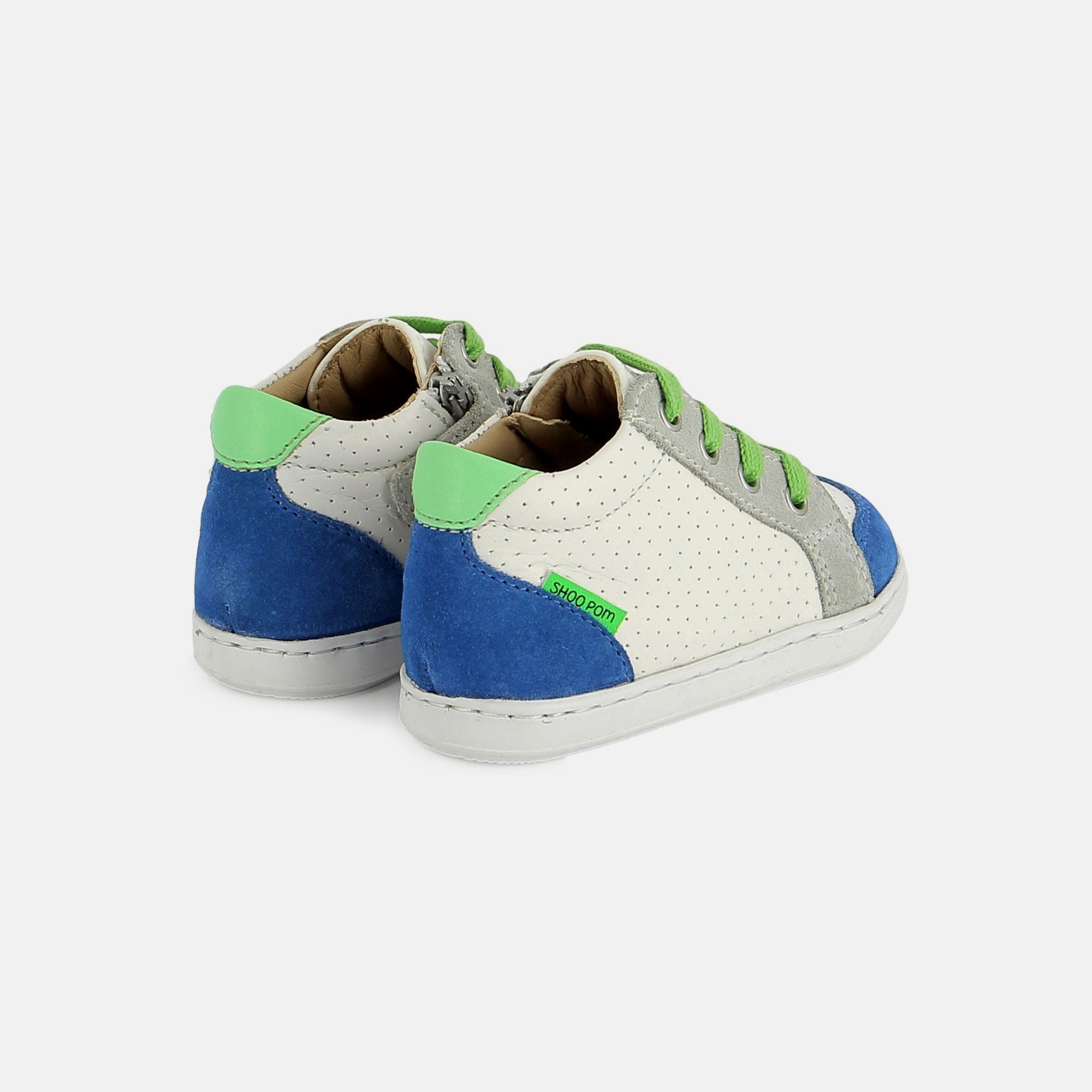 shoo-pom-bouba-zip-box-chaussure-premiers-pas-blanc-bleu image 3