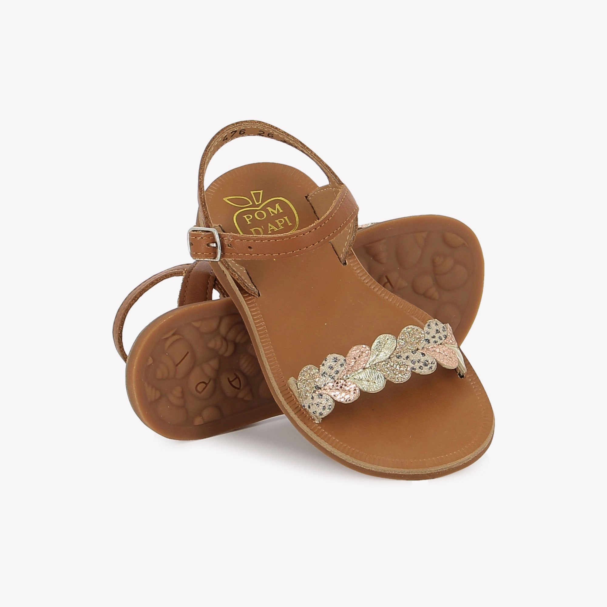 pom-d-api-plagette-ferns-nappa-sandales-enfant-fille-cuero-marron image 2