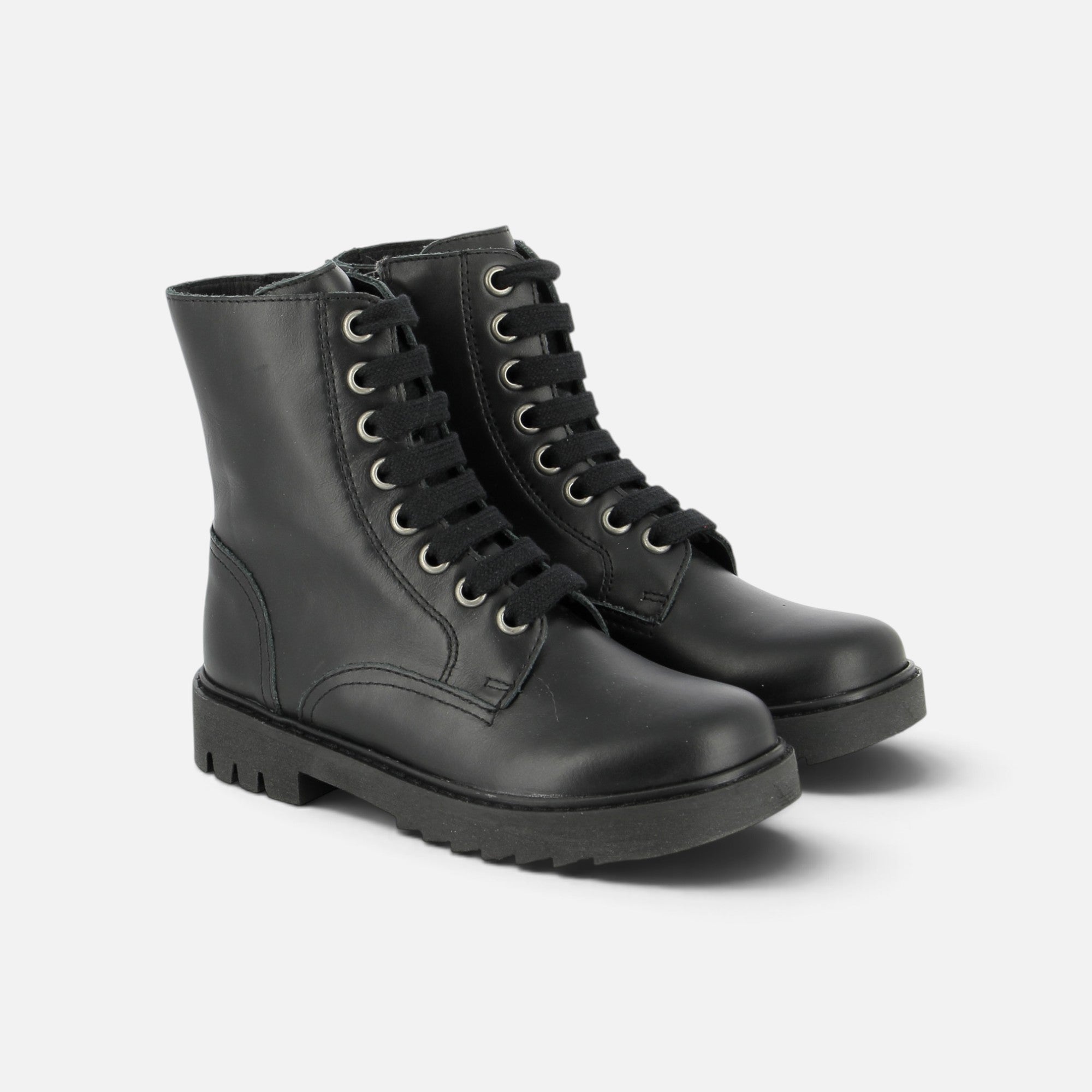 pom-d-api-sid-ranger-boots-cuir-noir-semelle-noire-enfant image 1