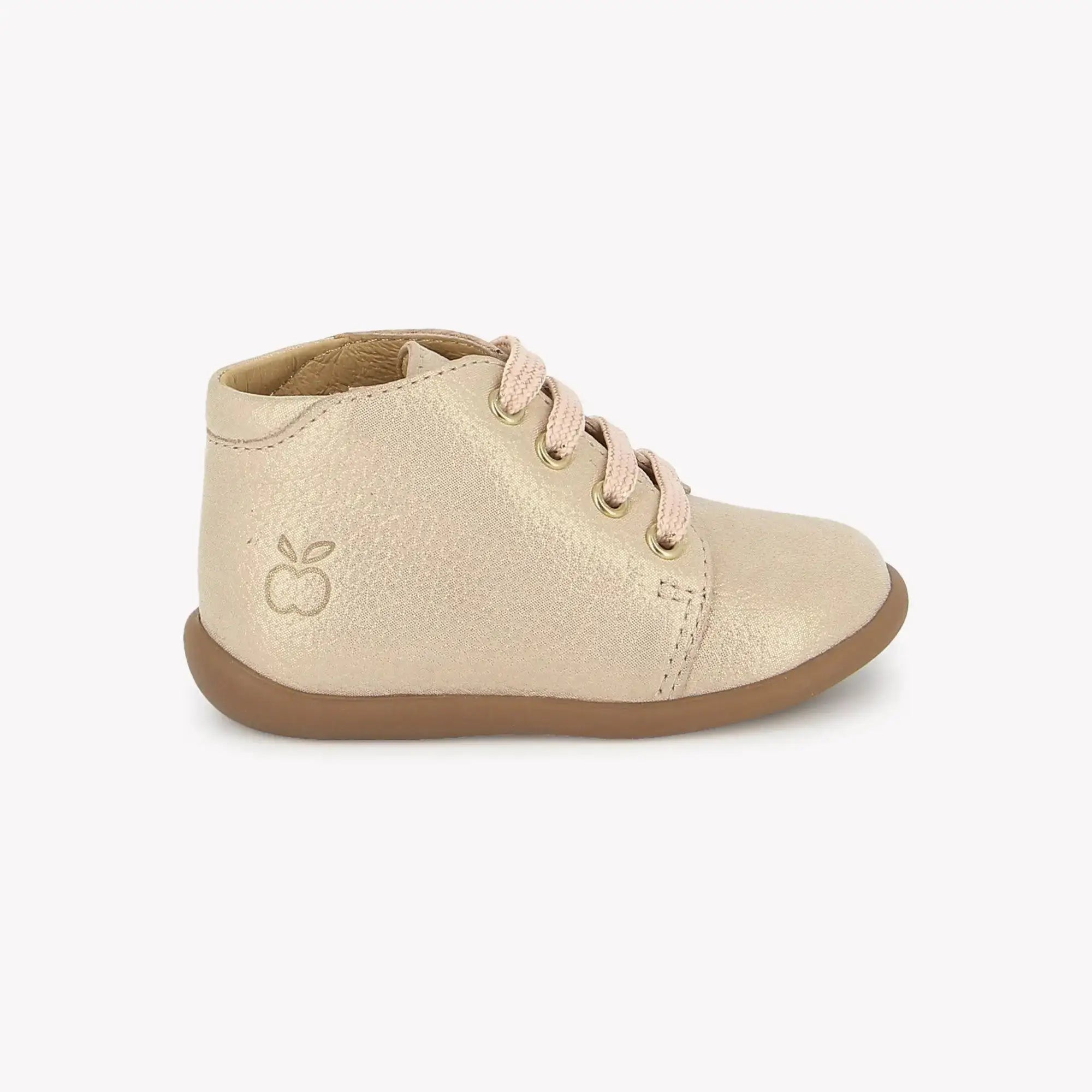 pom-d-api-stand-up-bottine-premiers-pas-fille-cuir-laminato-grain-nude image 4