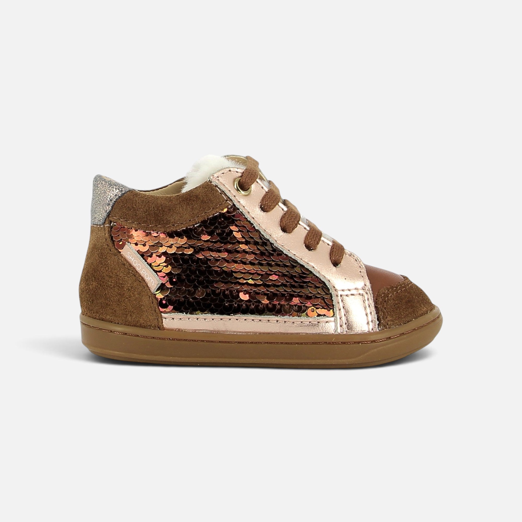 shoo-pom-bouba-connect-baskets-premiers-pas-camel-light-copper-fille image 4