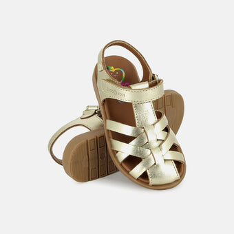 shoo-pom-kerala-easy-strap-sandales-t-enfant-cuir-dor-bout-ferm-scratch image 3