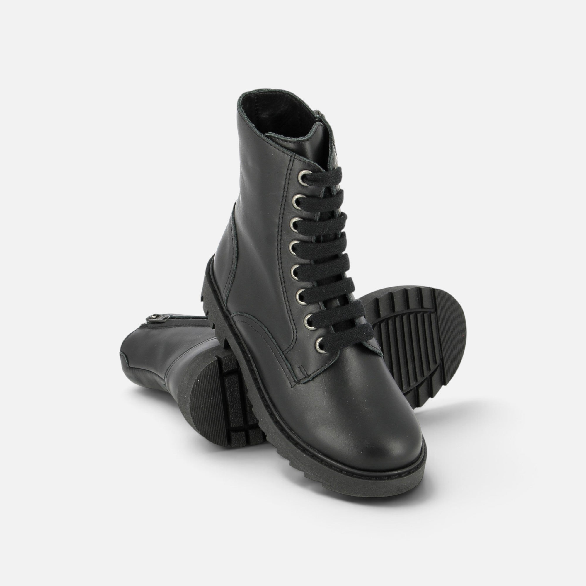 pom-d-api-sid-ranger-boots-cuir-noir-semelle-noire-enfant image 3