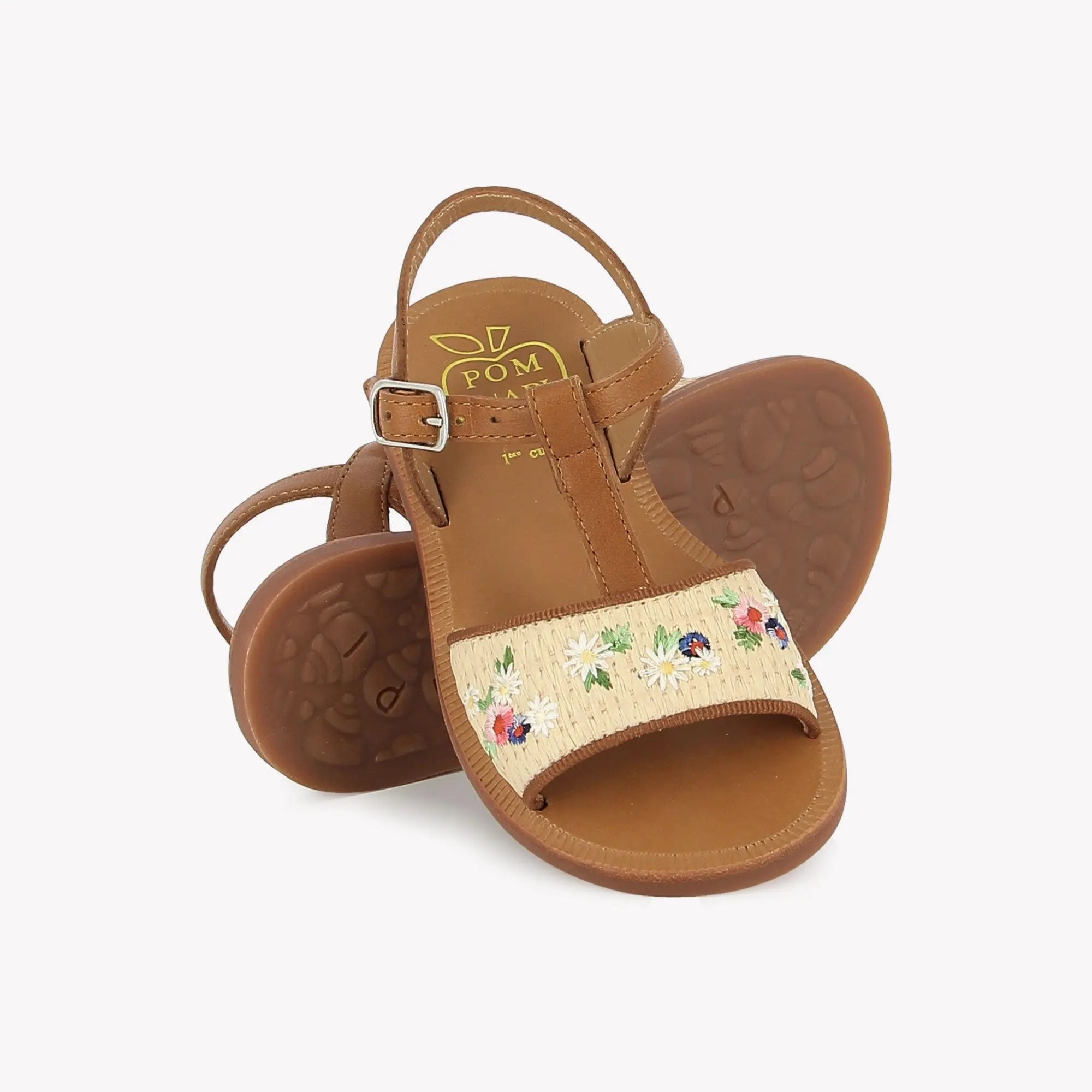 pom-d-api-plagette-raphia-brod-sandales-fille-crema-cuero image 2