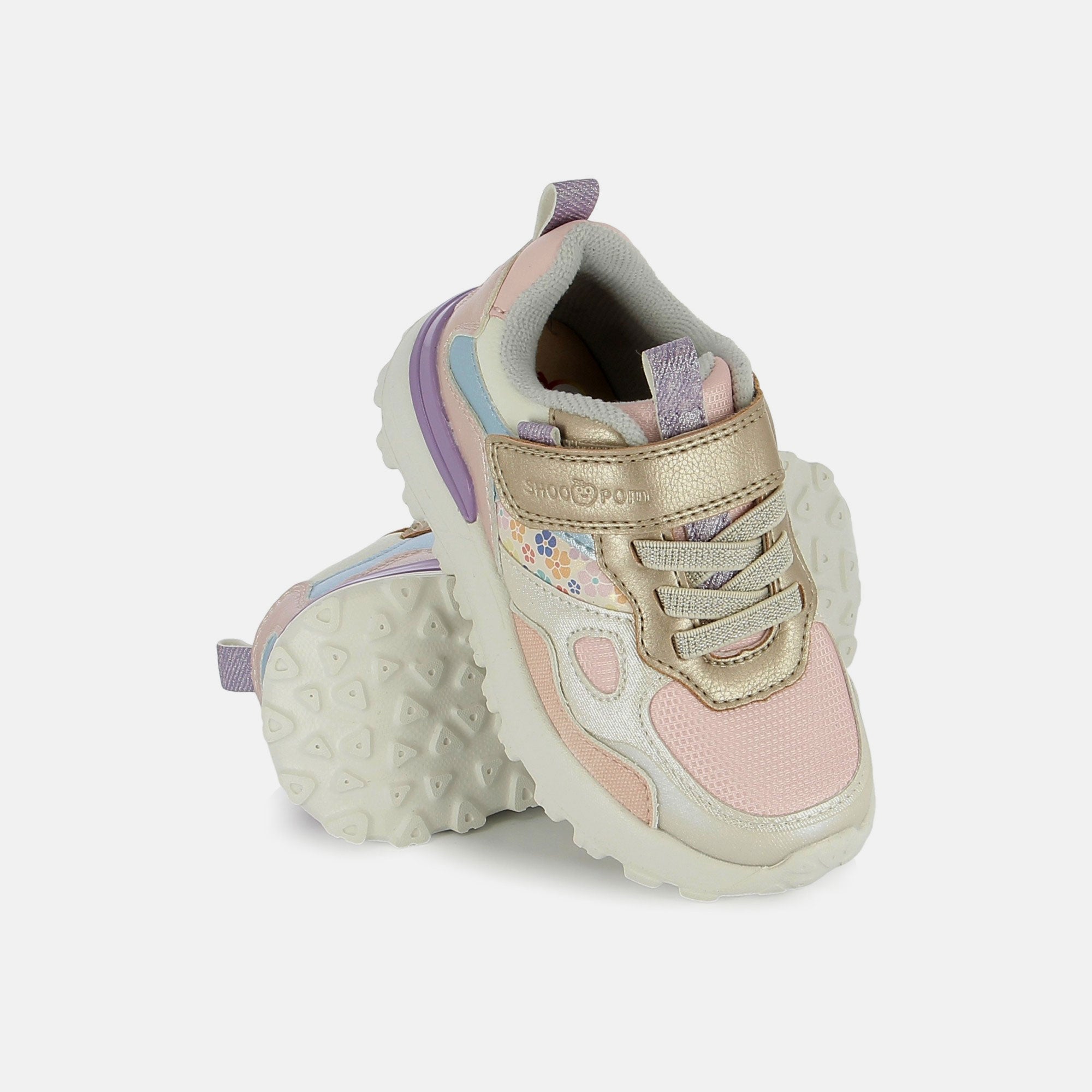 shoo-pom-joggy-scratch-baskets-enfant-fille-nacre-poudr-bulle-florale image 2