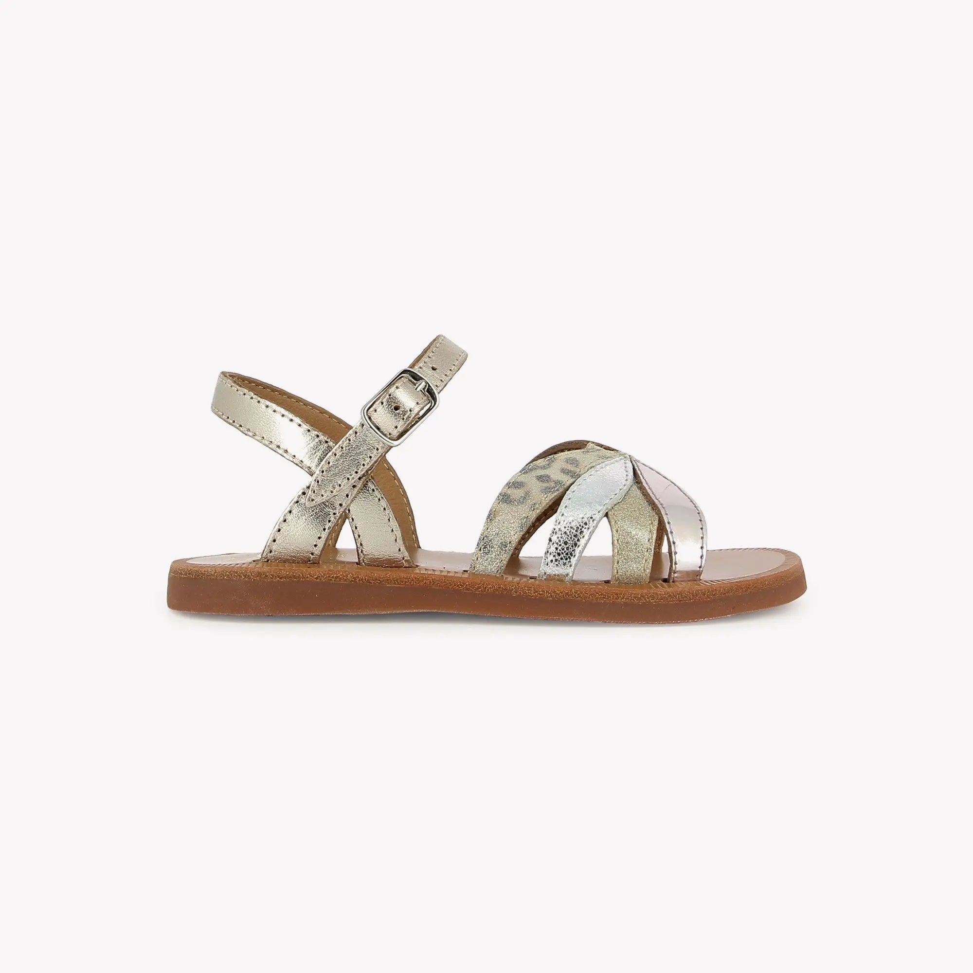 pom-d-api-plagette-oto-sandale-enfant-cuir-oro-platino image 4
