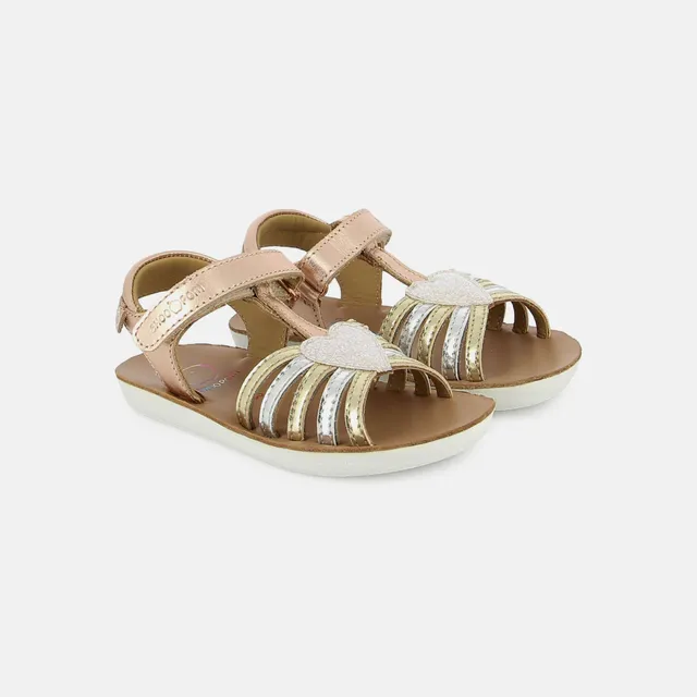 shoo-pom-goa-oz-sandale-cuir-laminato-copper-pink-glitter-fille image 1