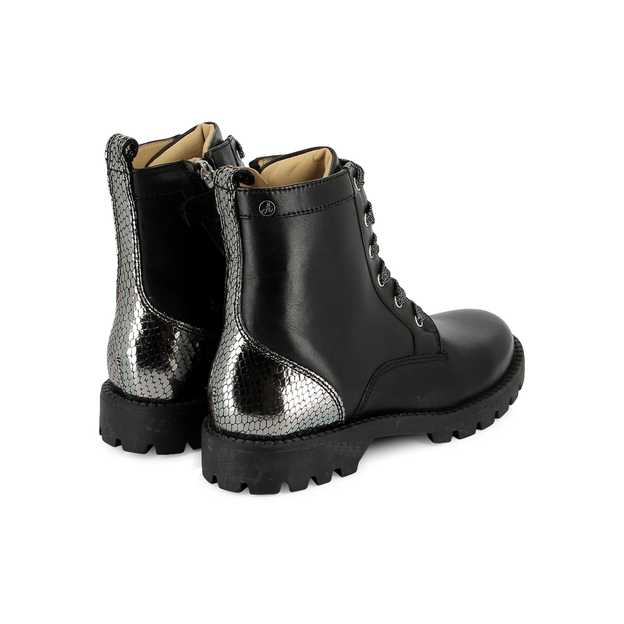 shoo-pom-bouba-misty-ranger-bottines-fille-cuir-noir-nappa-lacets image 2