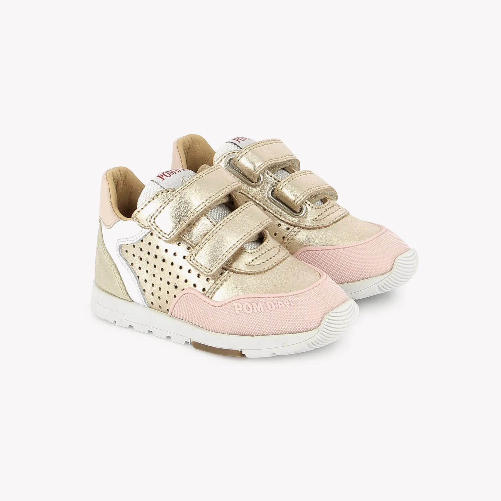 pom-d-api-pouss-bump-perfo-baskets-enfant-platine-blanc-rose image 1