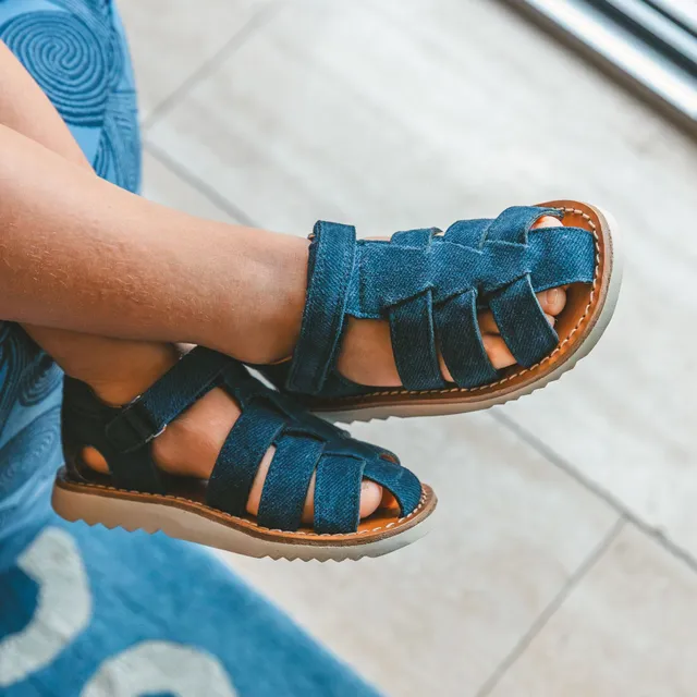 pom-d-api-waff-papy-vel-balanzone-denim-sandale-gar-on-cuir image 1