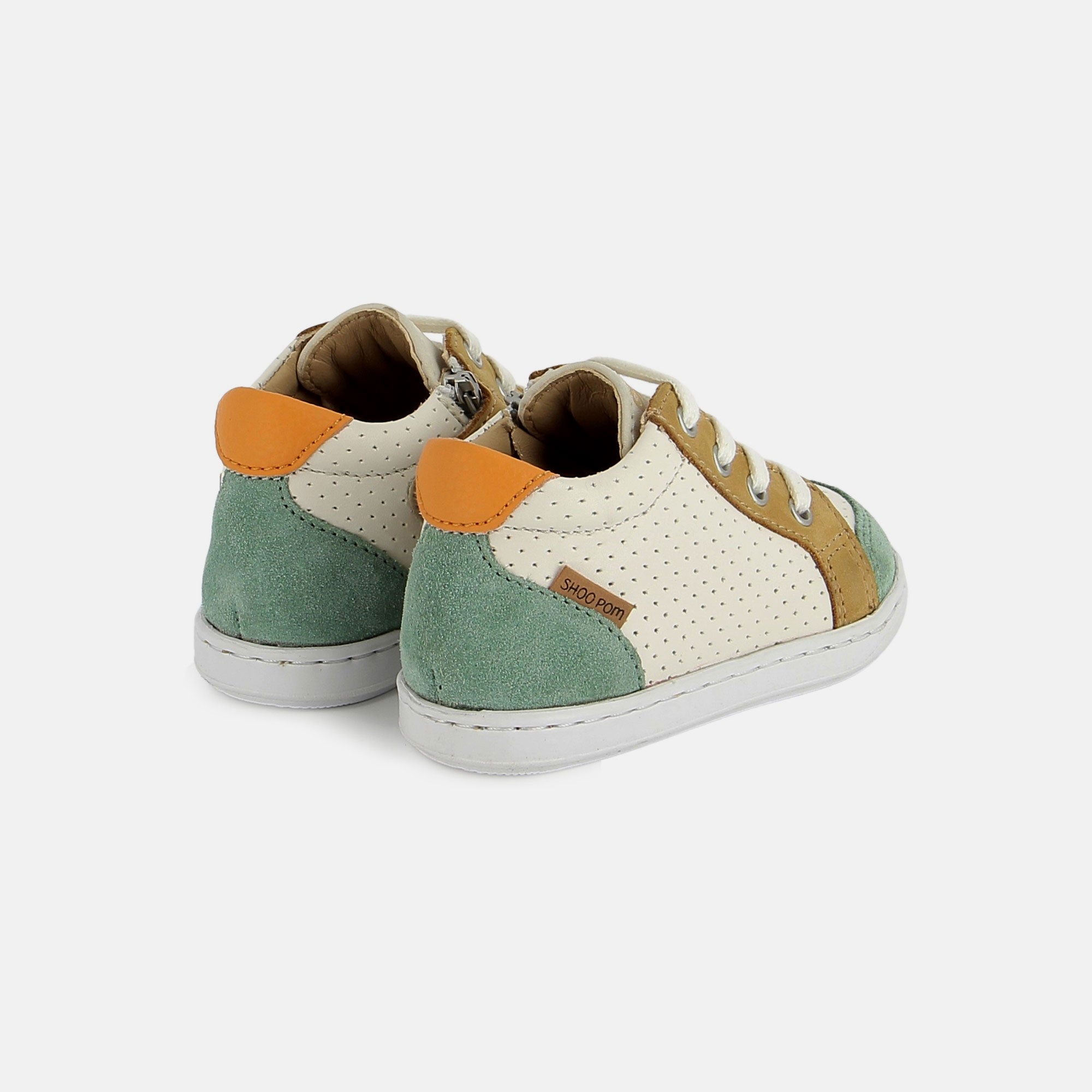shoo-pom-bouba-zip-box-baskets-premiers-pas-cuir-craie-thym image 3