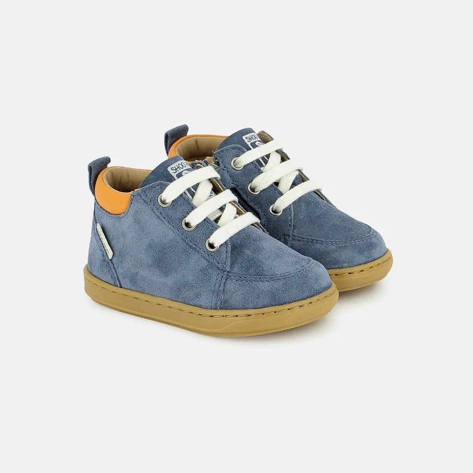 shoo-pom-bouba-zip-miko-chaussure-premiers-pas-gar-on-velours-jeans image 1