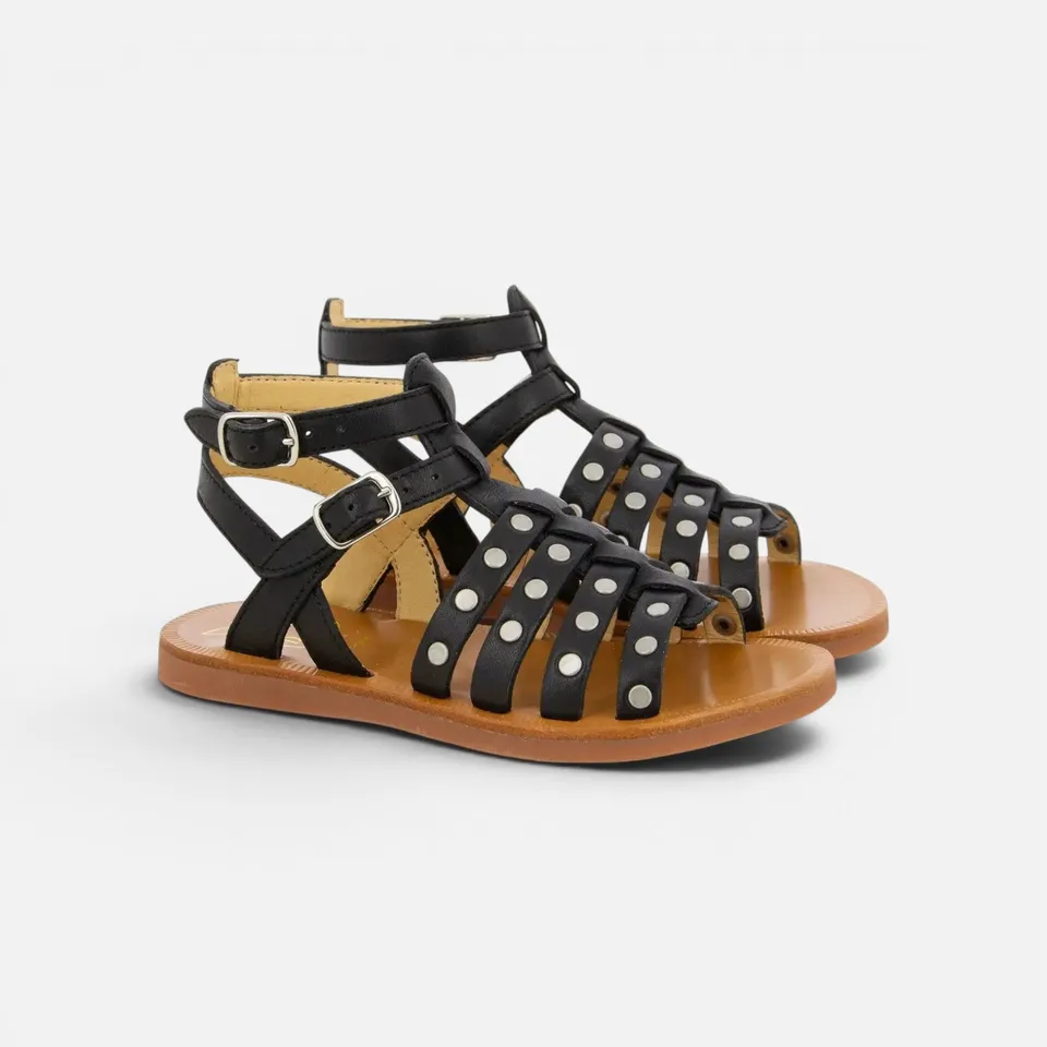 pom-d-api-plagette-stud-gladiator-sandale-fille-noir image 1
